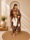 Coffee Brown Digital Printed Cotton Kurti Pant & Digital Print Stole Dupatta Set