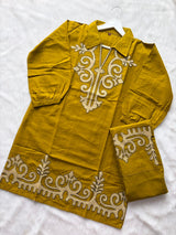 Mustard YellowEmbroidered Cotton Co-ord Set