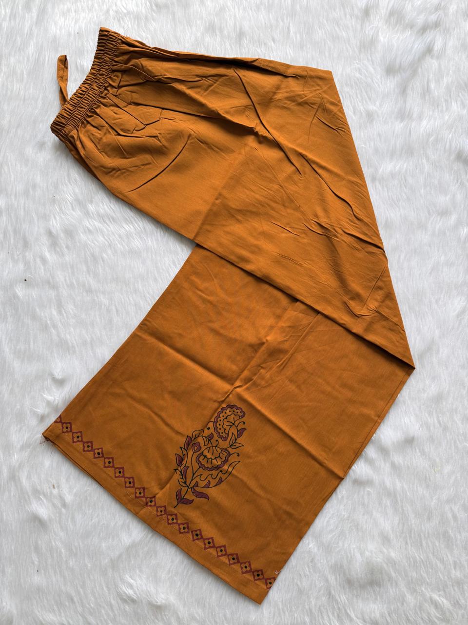 Mustard Yellow Cotton Printed Kurti with Palazzo Co-ord Set