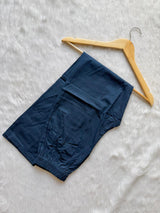 Straight Cotton Kurti Pant Dupatta Set - Navy Blue