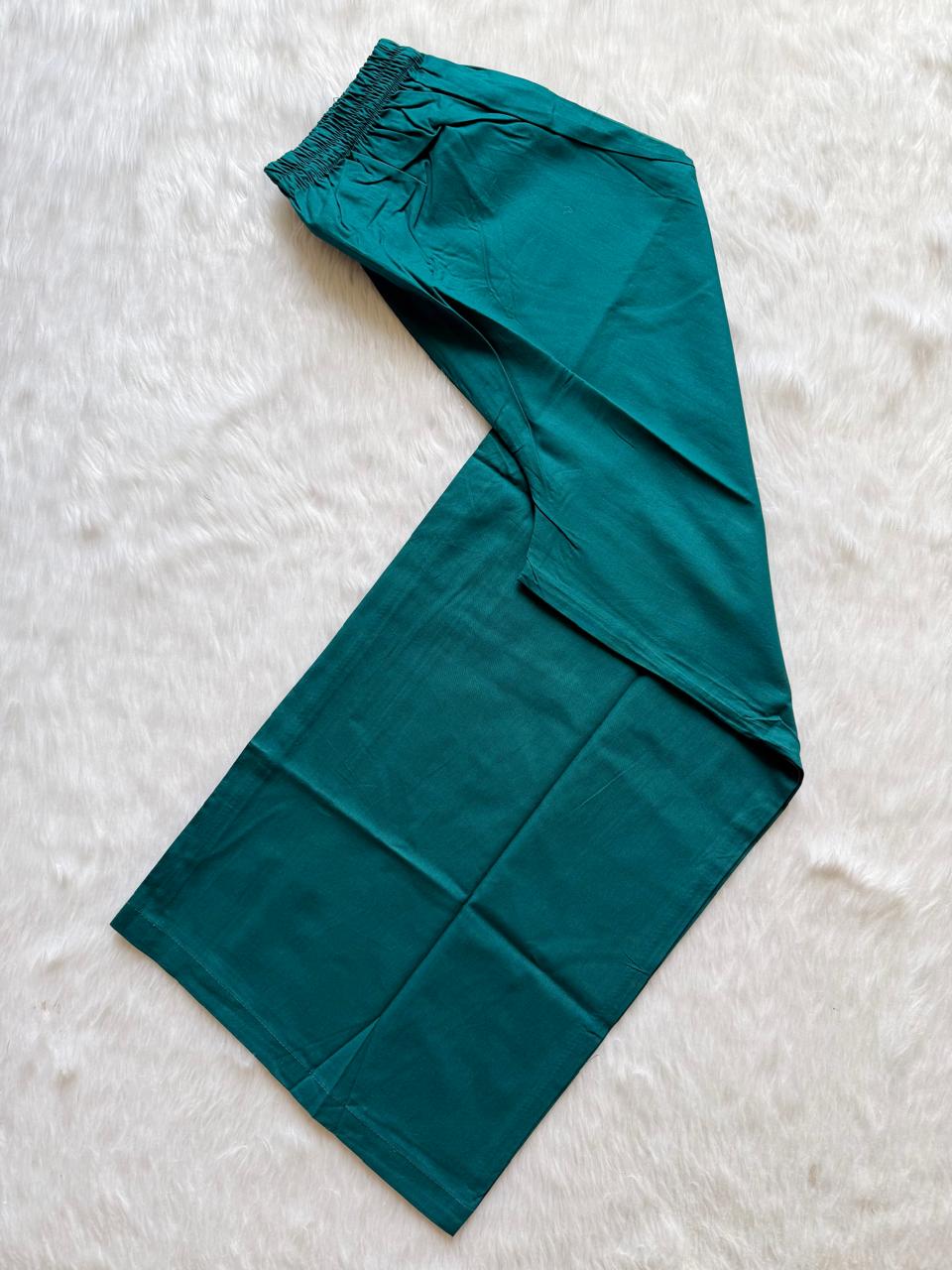 Cotton Aplic work Kurti Set with Palazzo & Designer Dupatta - Teal