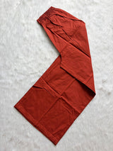 Rust Orange Cotton Umbrella Kurti Pant & Printed Dupatta Set for Women
