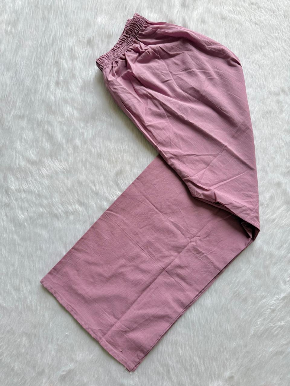 Mauve Embroidered Cotton Blend Straight Kurta with Pant Set