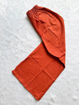 Bandhej Block Print Cotton Kurti Palazzo & Dupatta Set - Rust Orange