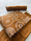Mustard Brown Cotton Printed Kurti Pant & Dupatta Set