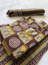 Brown Printed Cotton Kurti Pant & Dupatta Set