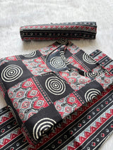 Black Printed Cotton Kurti Pant & Dupatta Set