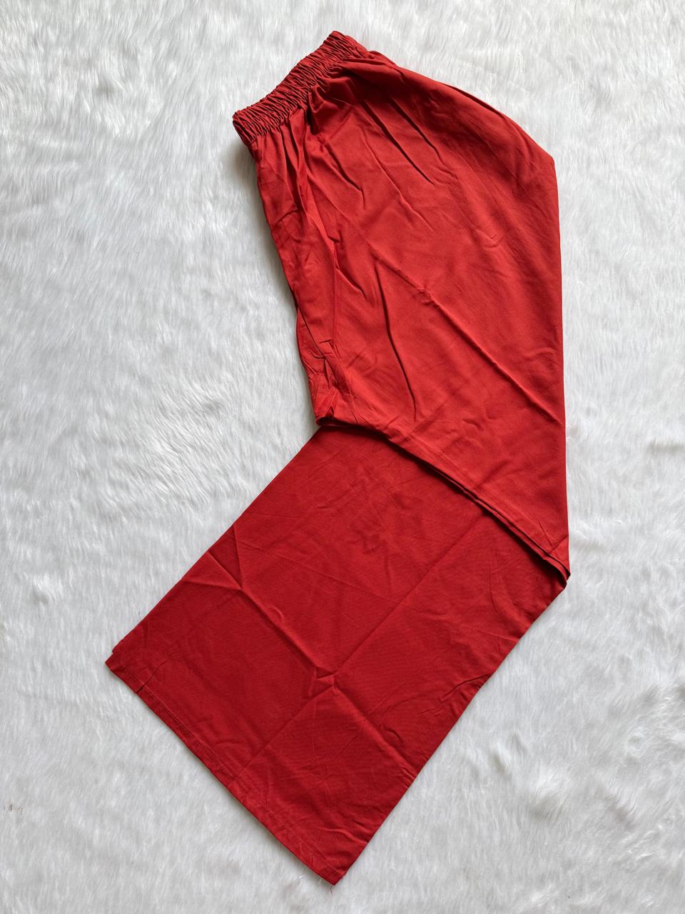 Red Cotton Kurti Palazzo & Printed Dupatta Set