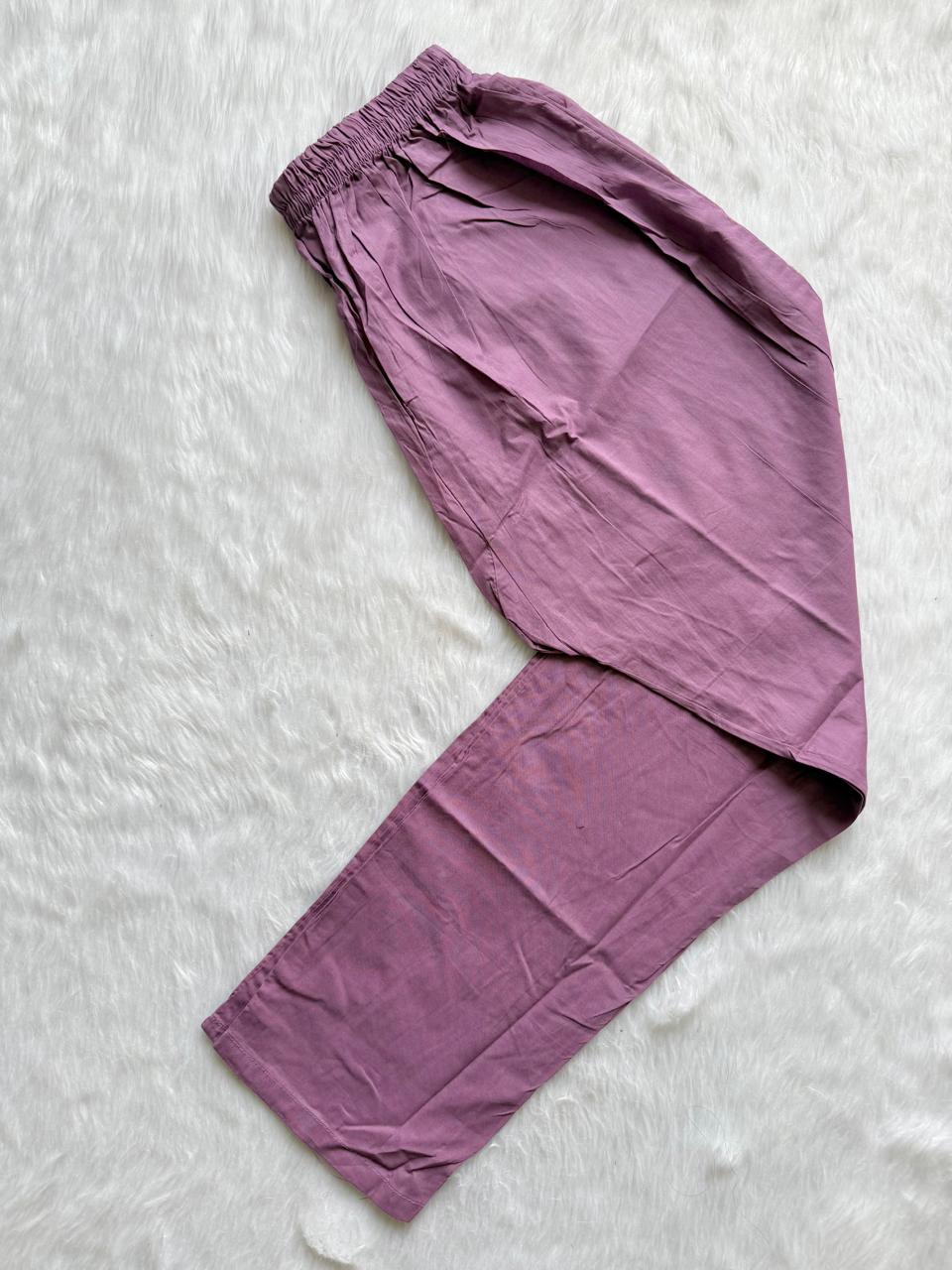 Lavender Bandhej Discharge Print Cotton Kurti Pant & Dupatta Set
