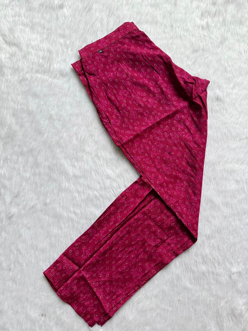 Magenta Premium Muslin Floral Printed Kurti Pant & Dupatta Set