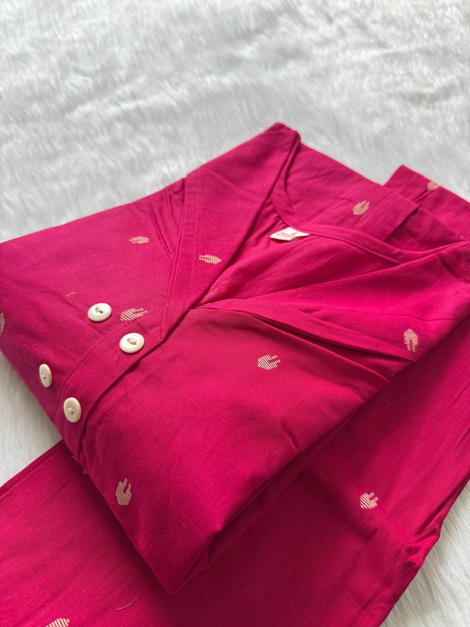 Hot Pink Cotton A-Line Co-ord Set