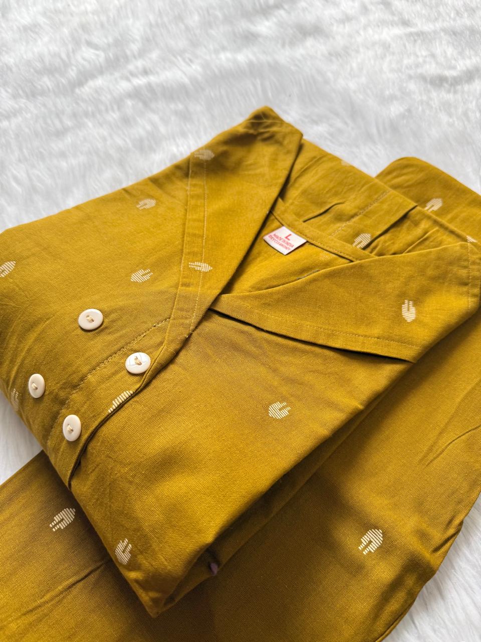 Mustard Yellow Cotton A-Line Co-ord Set