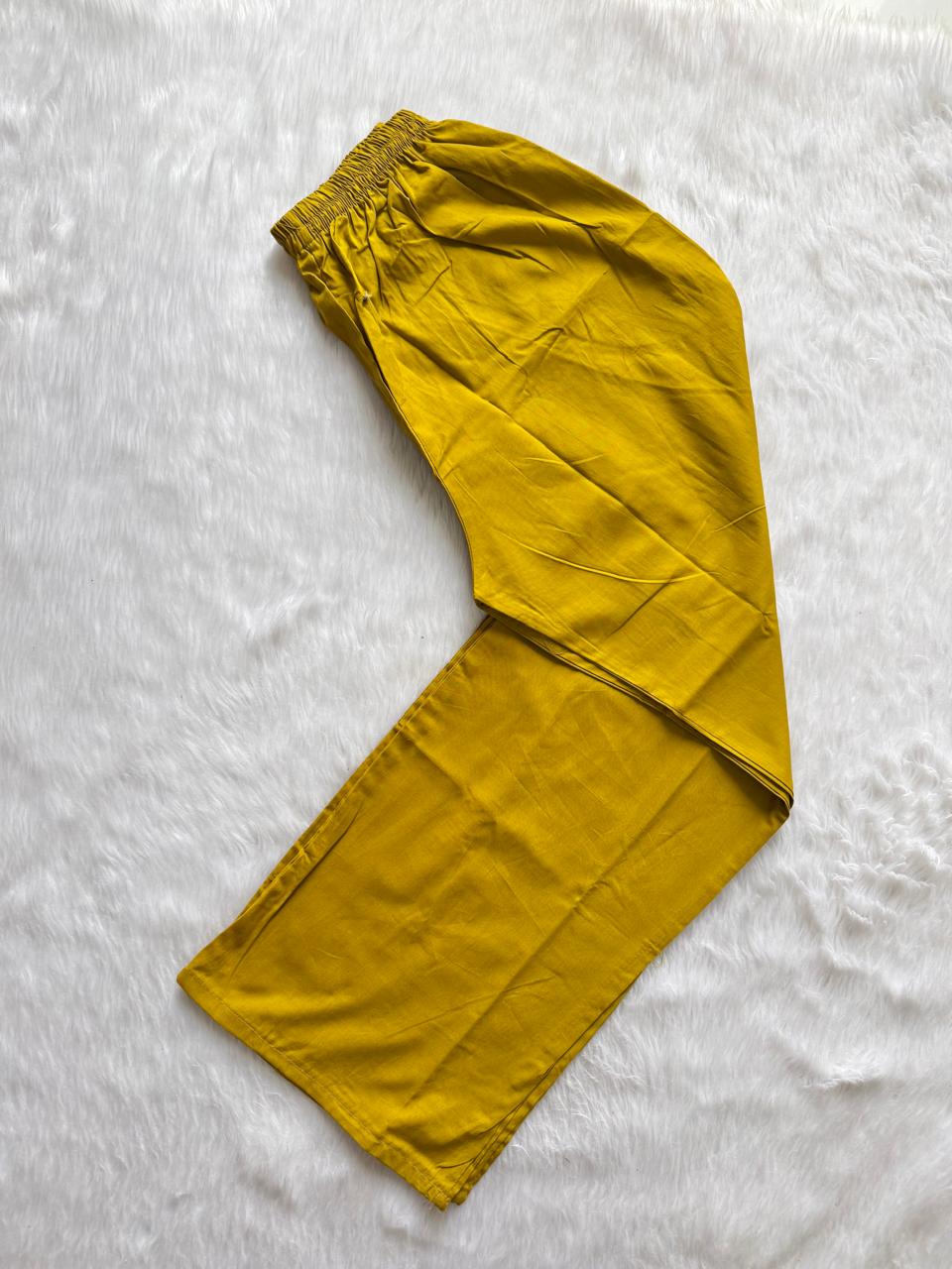 Mustard Yellow Cotton Embroidered Sleeveless Collared Kurti with Straight Pant - Cord Set