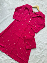Hot Pink Cotton A-Line Co-ord Set