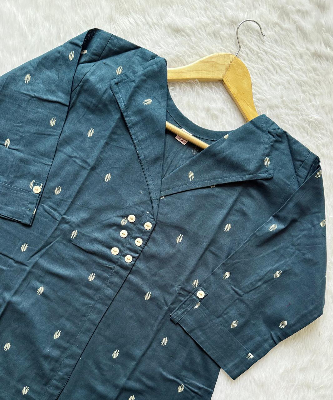 Slate Blue Cotton A-Line Co-ord Set