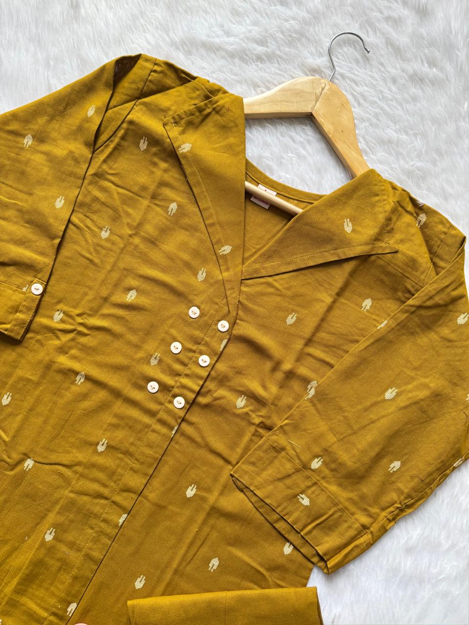 Mustard Yellow Cotton A-Line Co-ord Set
