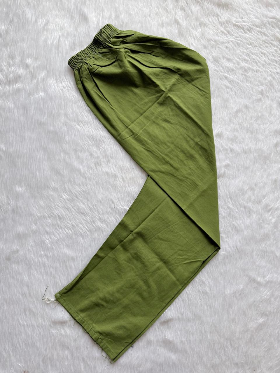 Olive Green Cotton Thread Work Co-ord Set