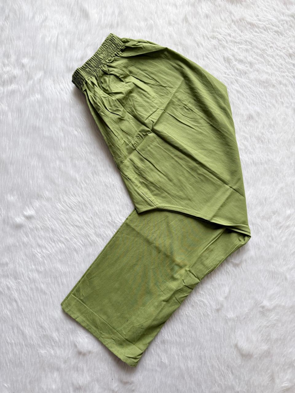 Light Green Cotton Neck Embroidery Co-ord Set