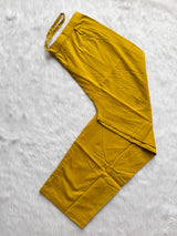 Mustard Yellow Dabu Cotton Kurti Pant Dupatta Set