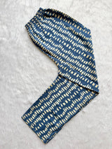 Blue Round Neck Floral Striped Printed Cotton Kurti Pant Dupatta Set