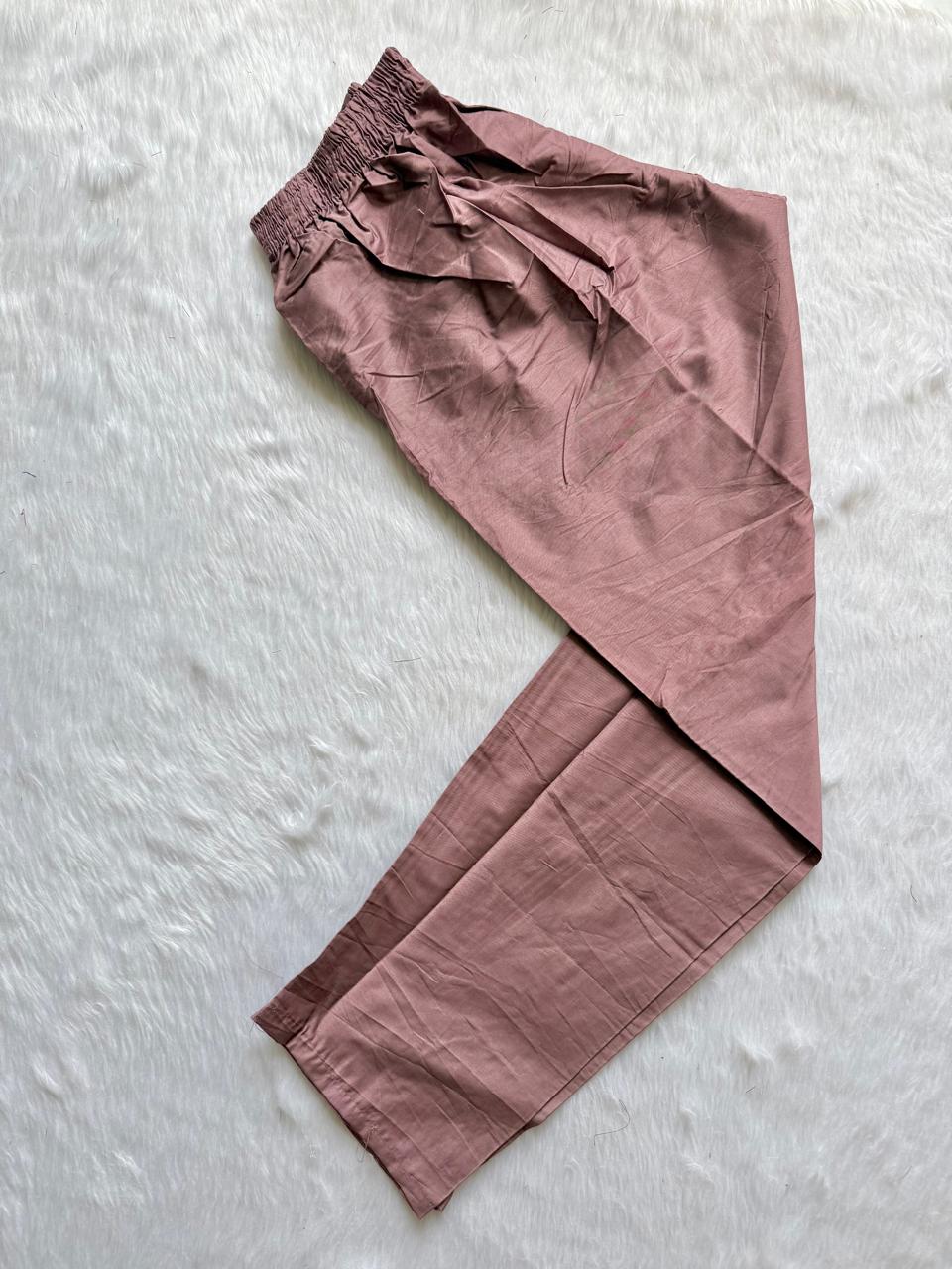 Dusty Pink Pure Tissue Shimmer Silk Embroidered Kurti Pant Dupatta Set