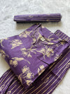 Cotton Purple Floral Printed Cotton Kurti Pant Dupatta Set