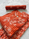 Orange Cotton Kurti Pant Dupatta Set for Women