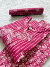 Pink Cotton Kurti Pant Dupatta Set for Women