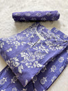 Lavender Floral Printed Cotton Kurti Pant Dupatta Set