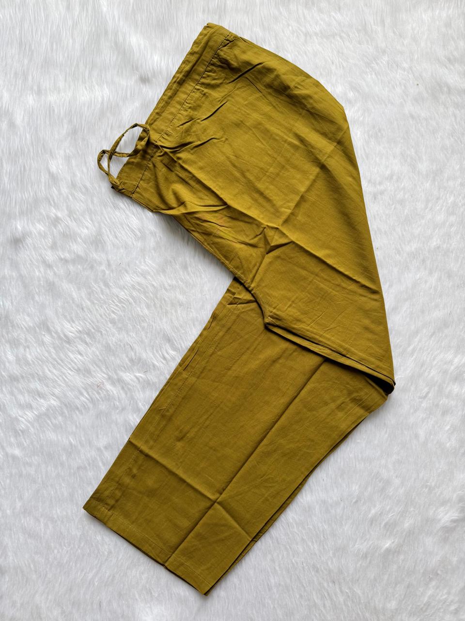 Mustard Floral Printed Cotton Kurti Pant Dupatta Set