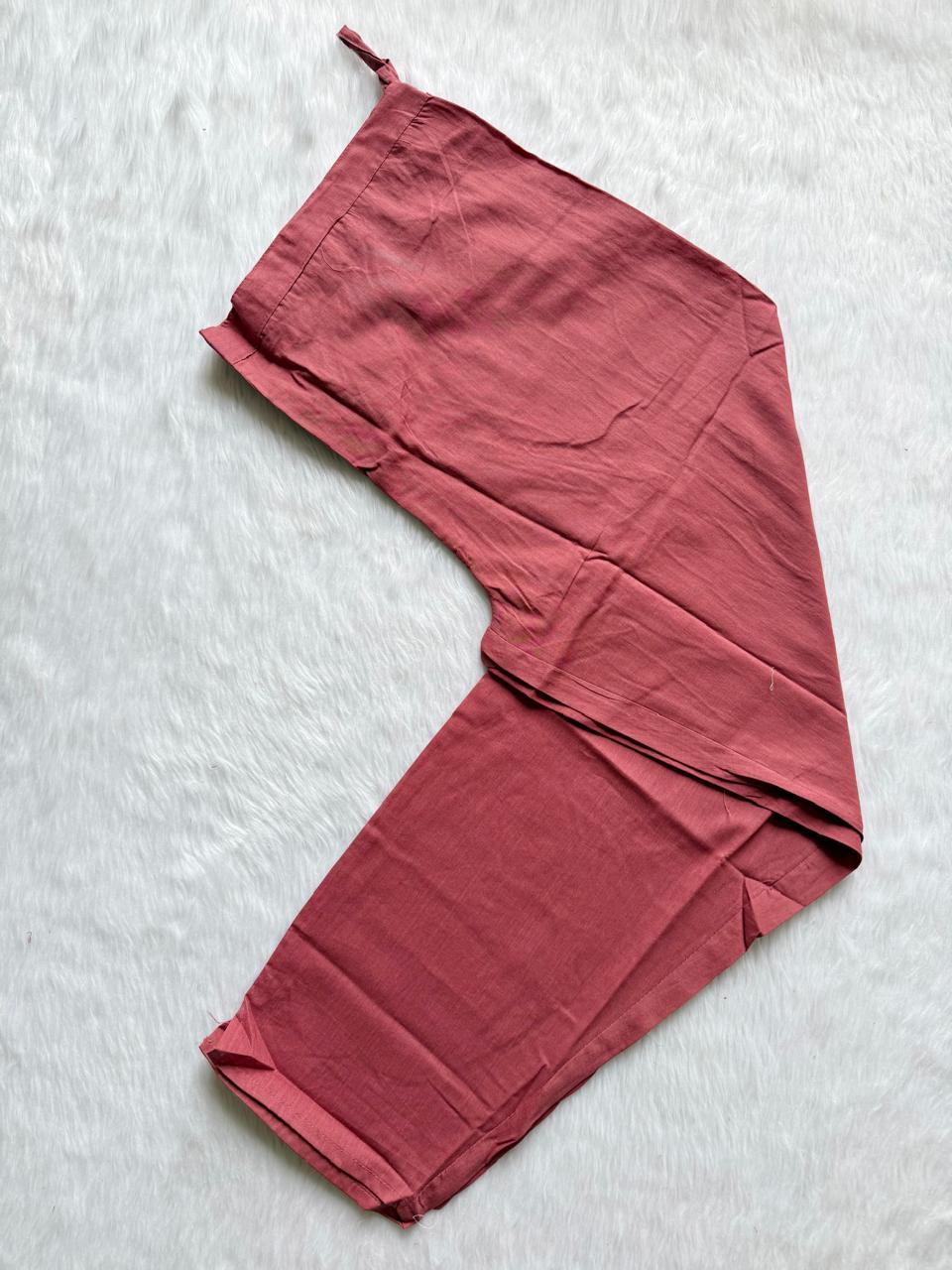 Rose Pink Cotton Embroidered Umbrella Kurta Pant with Dupatta Set