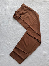 Chocolate Brown Embroidered Cotton Kurti Pant Dupatta Set