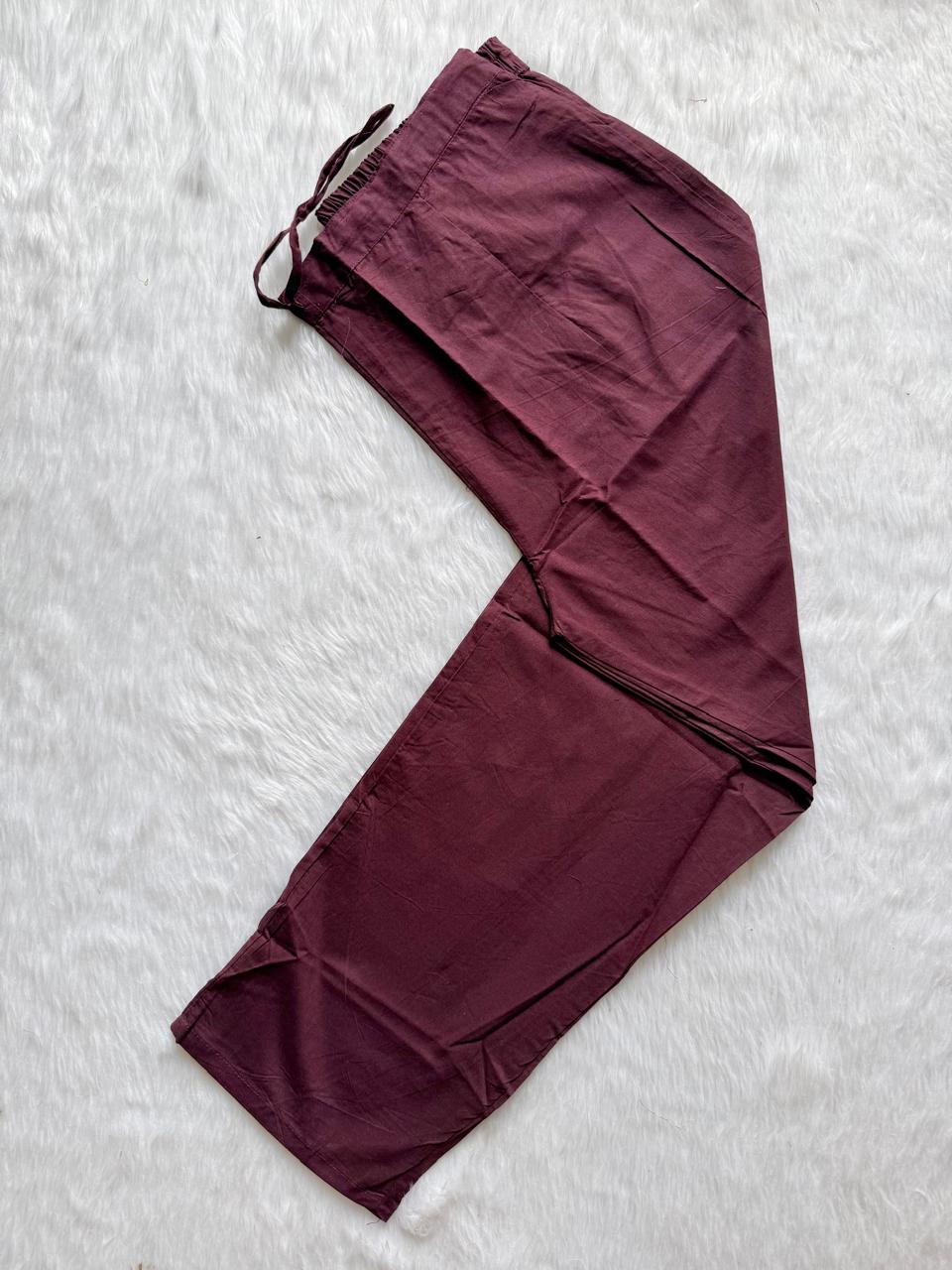 Wine Embroidered Cotton Kurta Pant & Dupatta Set