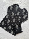Black Printed Short Kurti Pant Set for Women