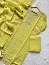 Pista Green Roman Silk Embroidered Kurti Pant Dupatta Set