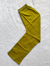Mustard Yellow Dabhu Cotton Embroidered Kurti Pant Set with Block Printed Dupatta