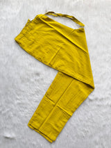 Yellow Shibori Print Cotton Anarkali Kurta Set with Mirror Work Neckline, Trousers & Dupatta