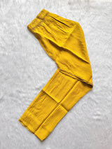 Mustard Roman Silk Embroidered Kurti Pant & Dupatta Set