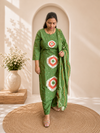 Green Bandhej Print Cotton Kurti Palazzo & Dupatta Set