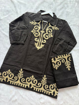Black Embroidered Cotton Co-ord Set