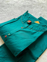 Teal Green Cotton Printed Kurti with Palazzo Co-ord Set
