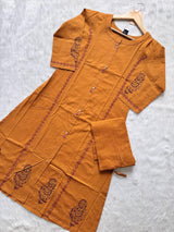 Mustard Yellow Cotton Printed Kurti with Palazzo Co-ord Set
