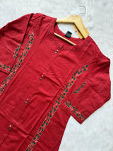 Red Cotton Printed Kurti with Palazzo Co-ord Set