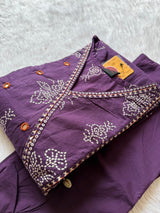 Purple Cotton Printed Kurti with Palazzo Co-ord Set