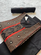 Straight Cotton Kurti Pant Dupatta Set - Black