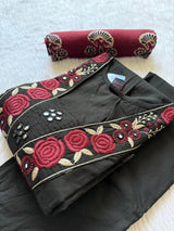 Black Embroidered Kurti Set with Palazzo & Printed Dupatta