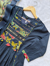 Cotton Umbrella Kurta Palazzo Set with Dupatta - Blue
