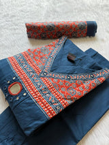 Navy Blue Umbrella Kurti with Palazzo & Dupatta