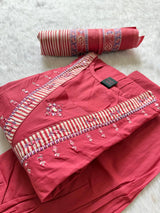 Rose Pink Pleated Kurta Palazzo & Dupatta Set