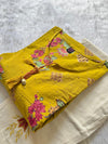 Mustard Floral Printed Short Kurti Co-Ord Set with Embroidered Pants